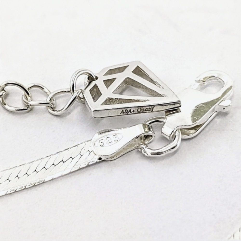 Vintage 3mm Italian 925 Sterling Silver Herringbone Necklace Adj. 18-20" - Picture 3 of 9